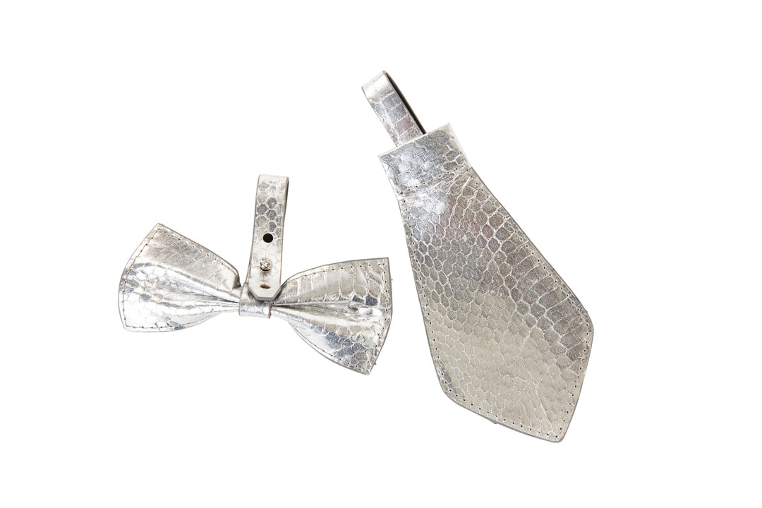 Silver Viper Snake Bow Tie &amp; Tie Set