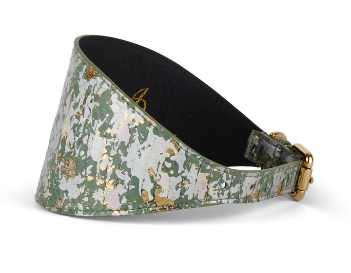 Iridescent Art Deco Green/Gold/Silver Custom Snake 4” Wide Style Collar