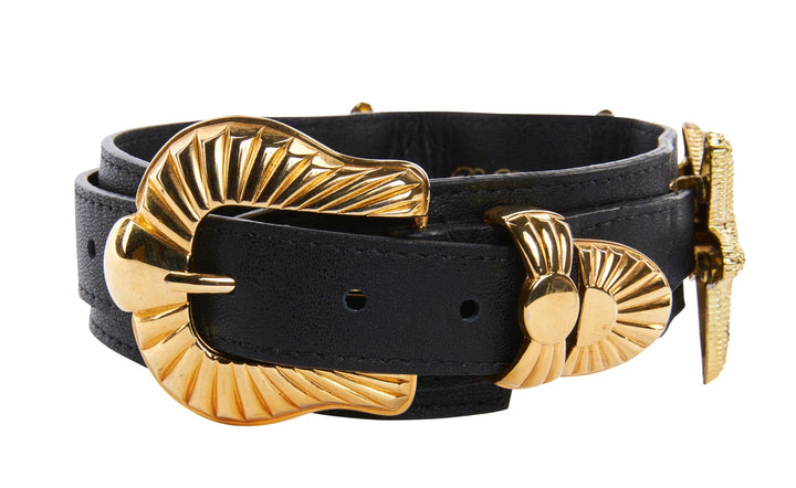 Black Italian Leather Starfish Collar
