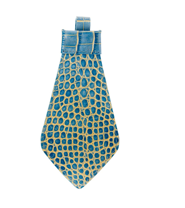 Blue &amp; Gold Embossed Croc Italian Leather Tie