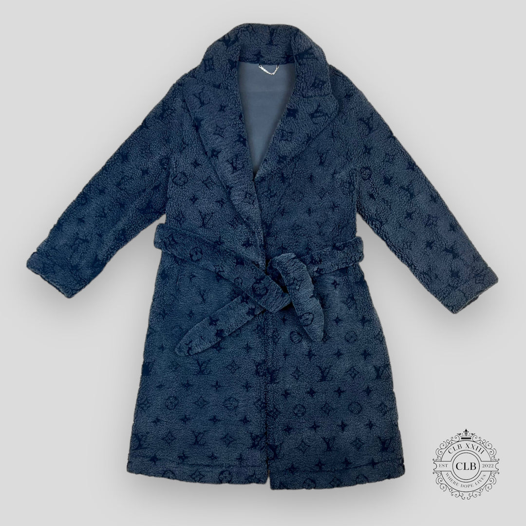 Blue robe with pattern on a white background