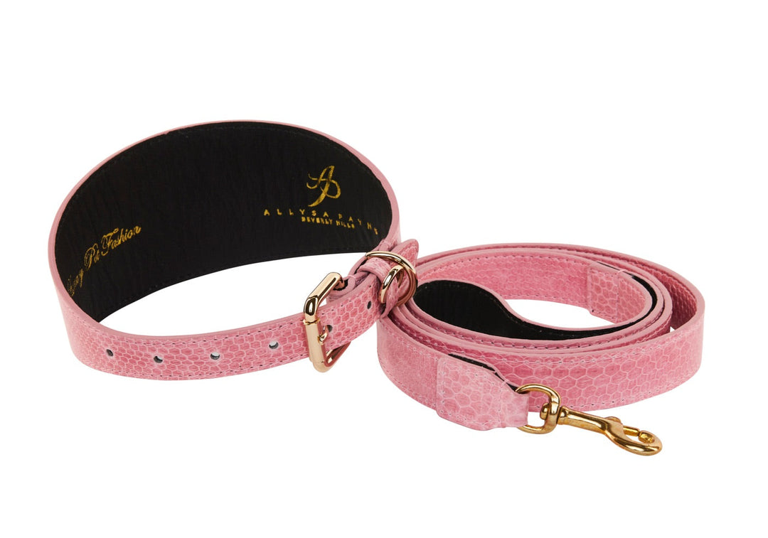 Soft Pink Snake 3” Wide Style Collar &amp; Leash Set