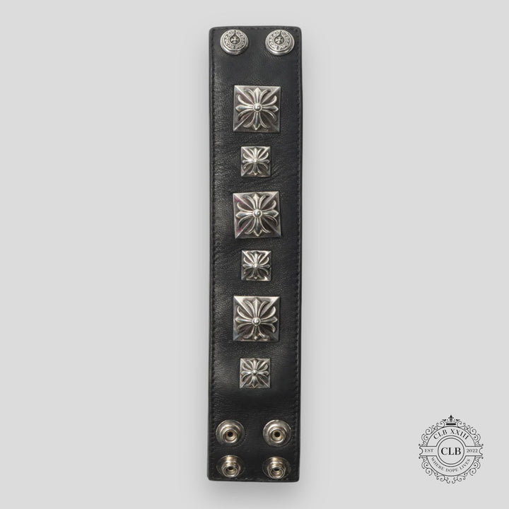 CHROME HEARTS WIDE LEATHER BRACELET - BLACK
