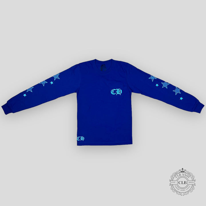 Chrome Hearts Lapis Stars Long Sleeve T-Shirt in Blue