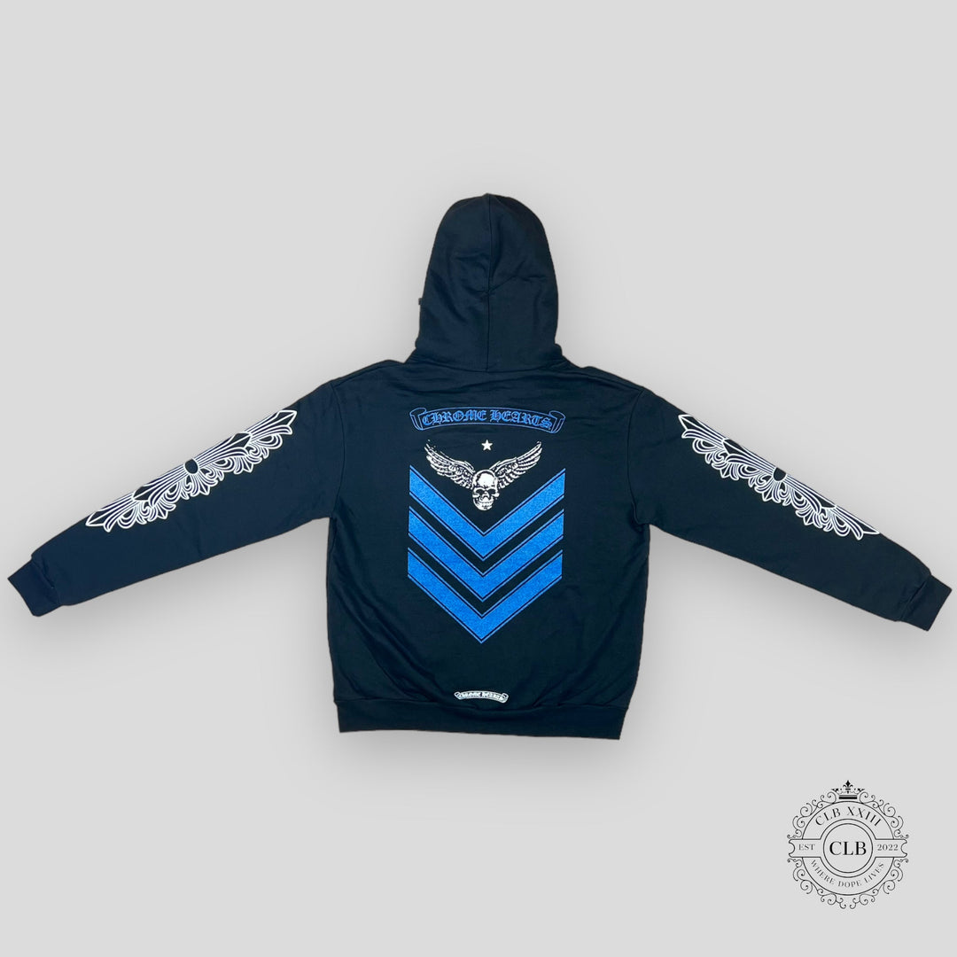 CHROME HEARTS FOTI ZIP-UP HOODIE - BLACK / BLUE