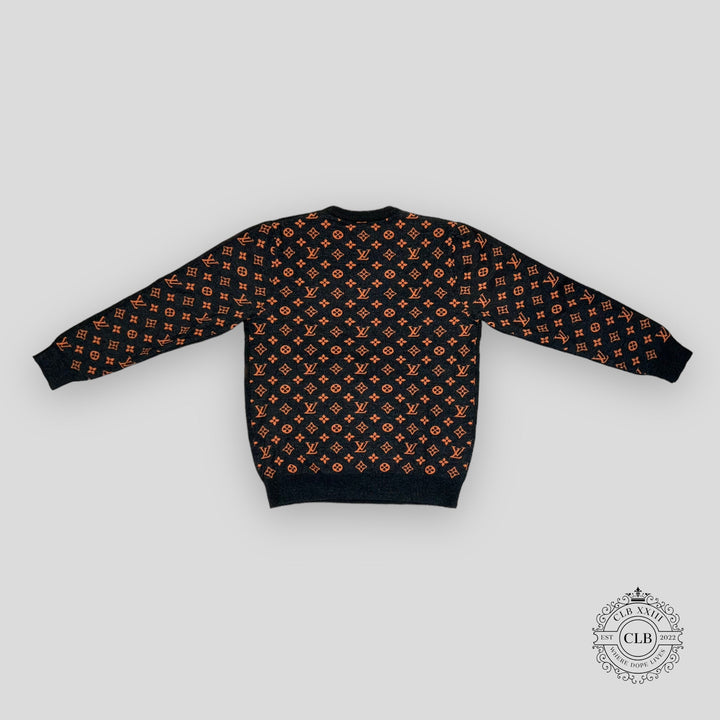 LOUIS VUITTON MONOGRAM KNIT SWEATER - GREY/ORANGE