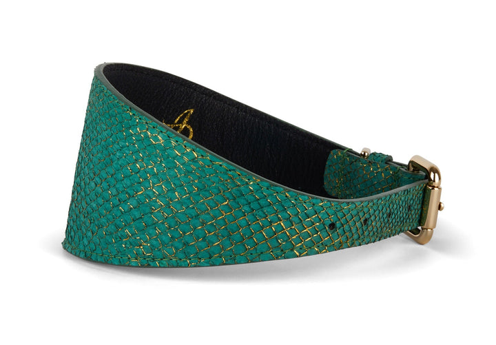 Beautiful Green &amp; Gold 3” Wide Style Collar