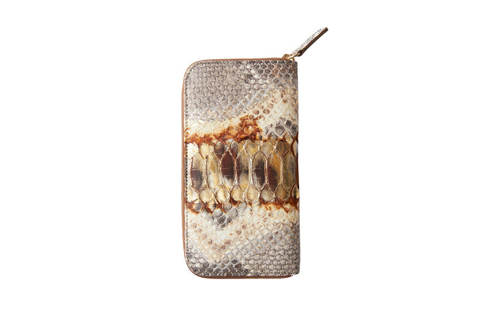 Neutral Brown &amp; Gold Zipper Wallet