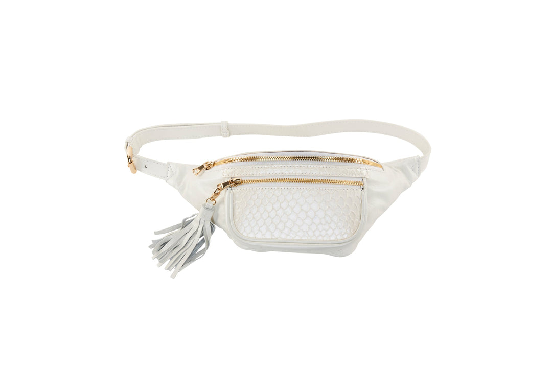 Pearl White Italian Leather/Pearl White Tilapia Fanny