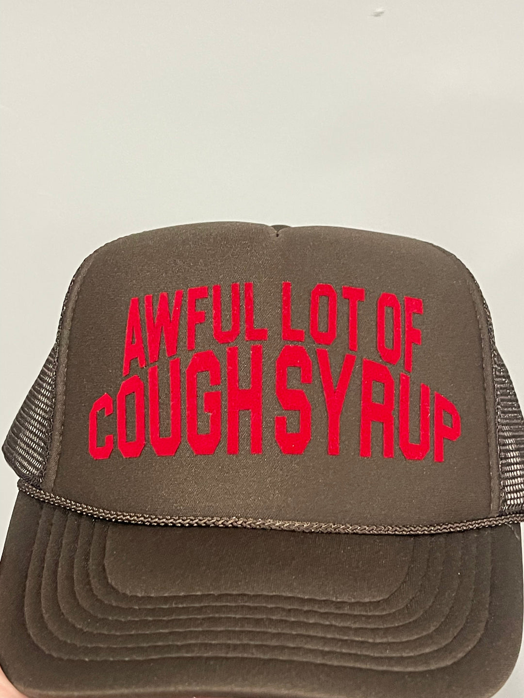 That's A Awful Lot Of Cough Syrup Trucker Hat Brown Red