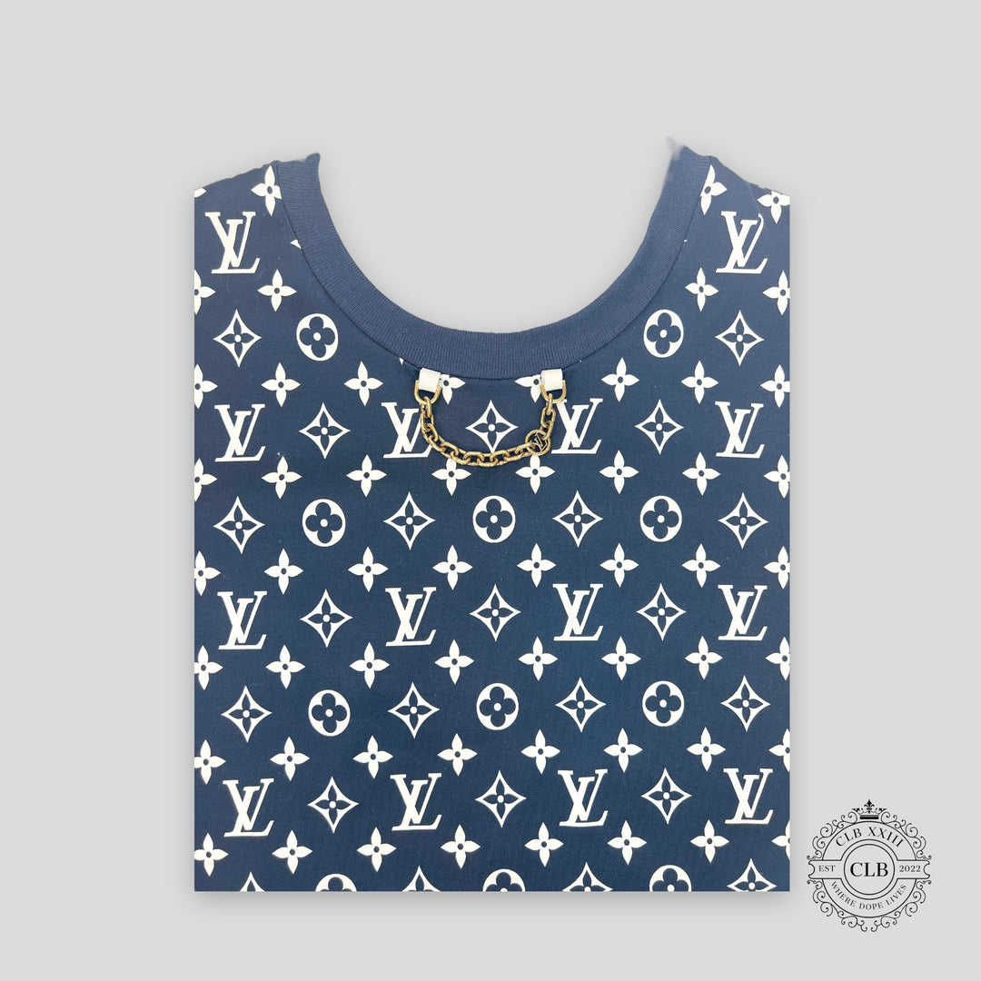 LOUIS VUITTON STRIPE ACCENT MONOGRAM T-SHIRT - DARK NAVY