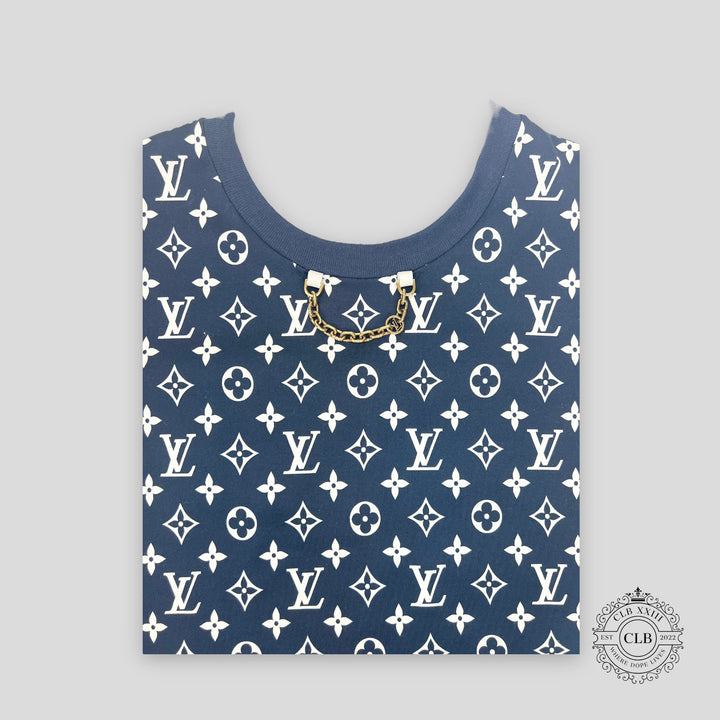 LOUIS VUITTON STRIPE ACCENT MONOGRAM T-SHIRT - DARK NAVY