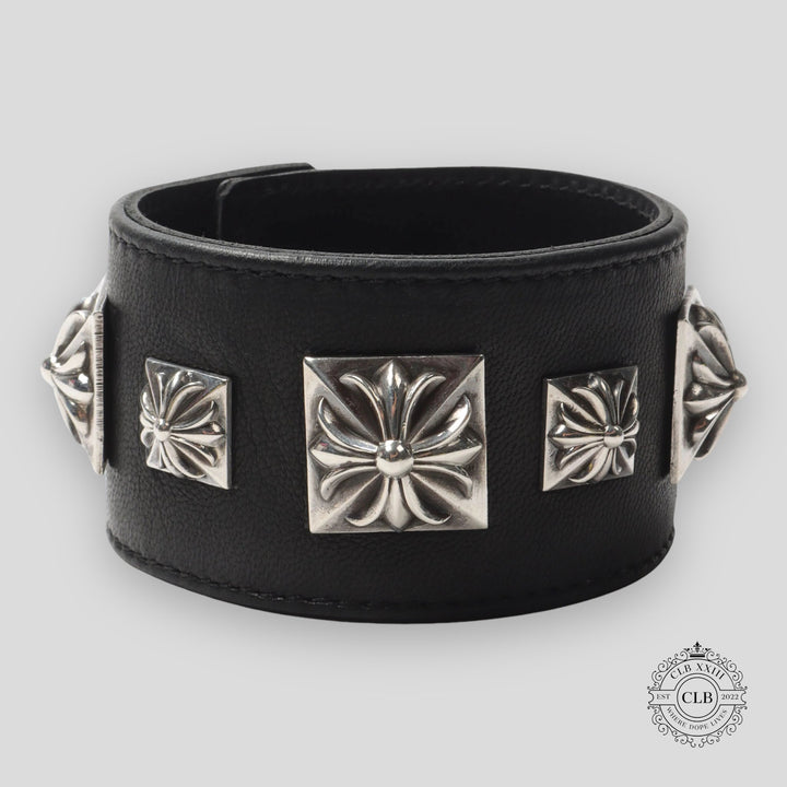 CHROME HEARTS WIDE LEATHER BRACELET - BLACK