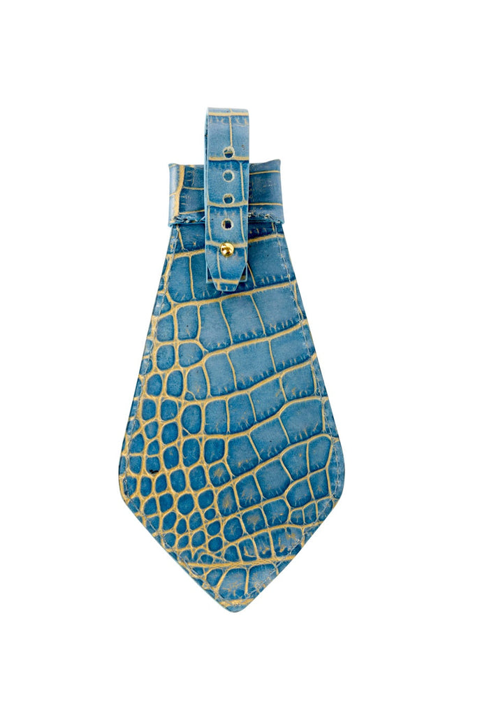 Blue &amp; Gold Embossed Croc Italian Leather Tie