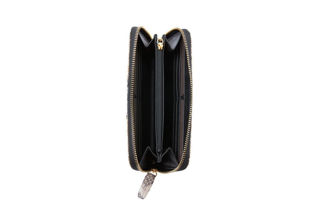 Neutral Blue/Silver Python Zip Wallet