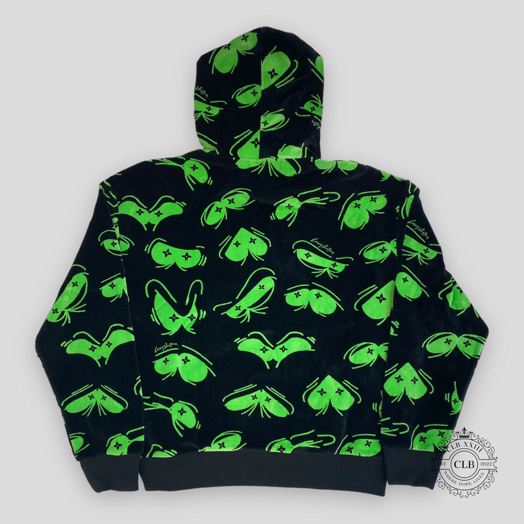 LOUIS VUITTON EYES GRAPHIC JACQUARD HOODIE - BLACK/GREEN