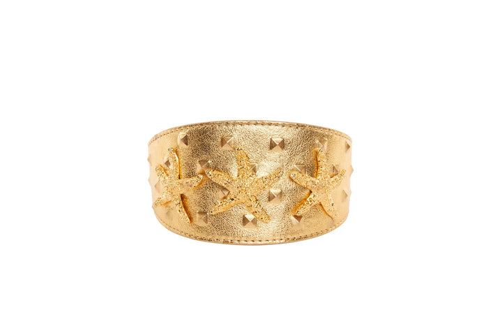 Gold Studded Italian Leather With