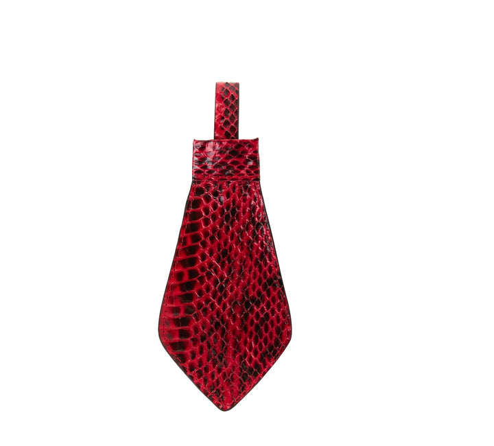 Red &amp; Black Viper Snake Tie, Backed With Italian Leather &amp; Swarovski Crystal Closure