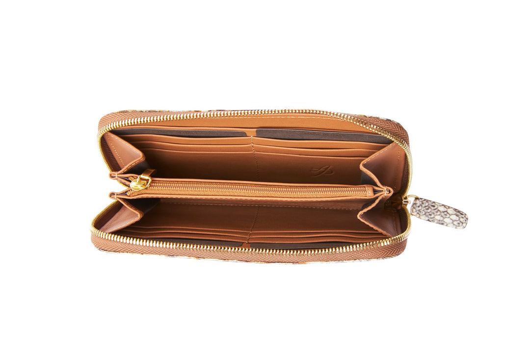 Neutral Brown &amp; Gold Zipper Wallet