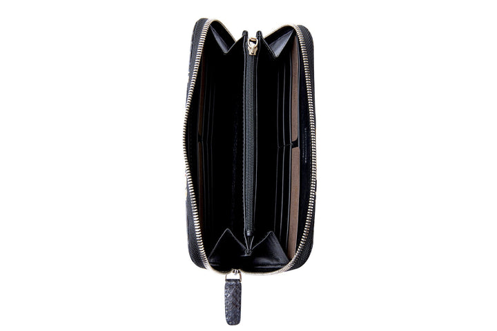 Black &amp; White Python Zip Wallet