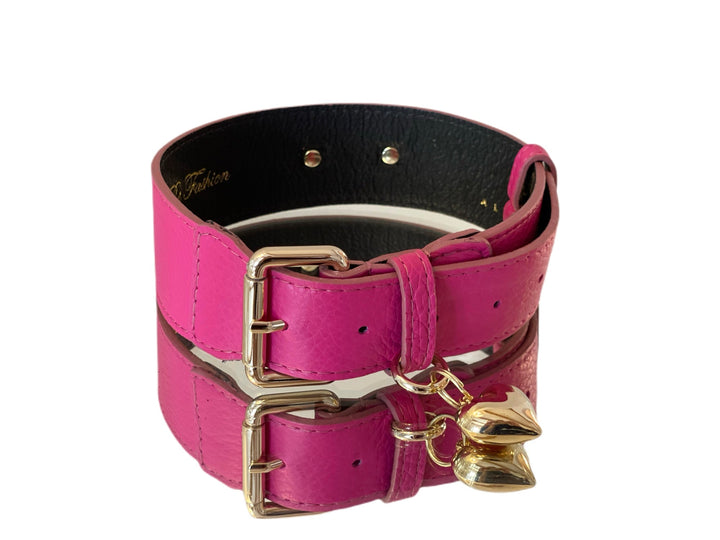 Luxury Pet Fashion Classics! Soft Fuchsia Italian Leather With Our Gold Classic Hardware