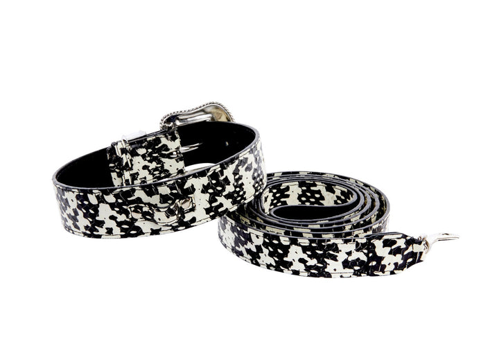 Black &amp; White Snake/Swarovski Crystal Collar &amp; Leash Set