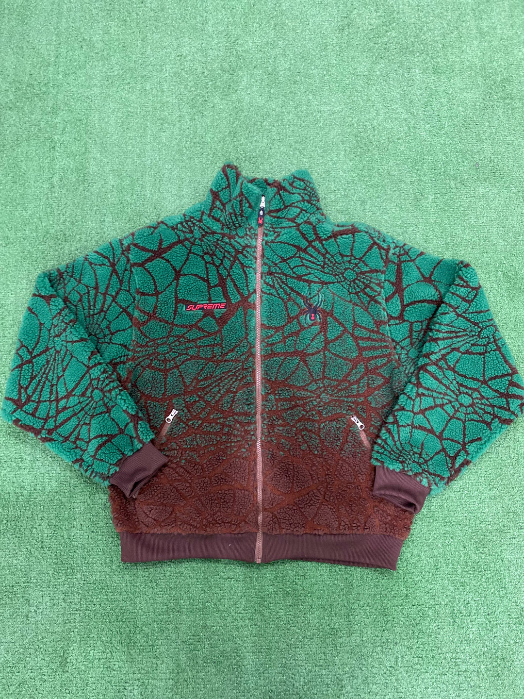 Supreme Spyder Web Polar Fleece Jacket Brown