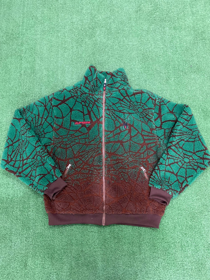 Supreme Spyder Web Polar Fleece Jacket Brown