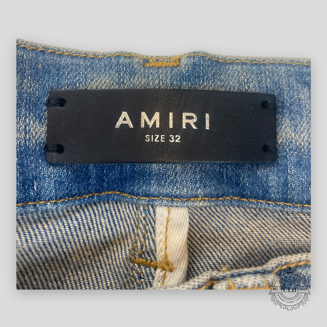 Amiri MX1 Black Bandana Patch Jeans in Clay/Indigo