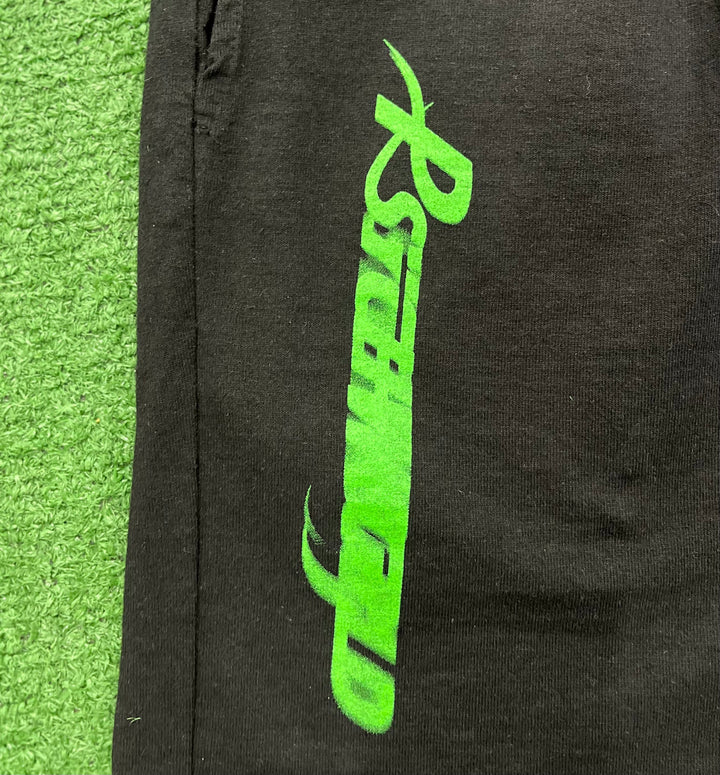Psychworld Black Canvas Shorts Lime Green Logo