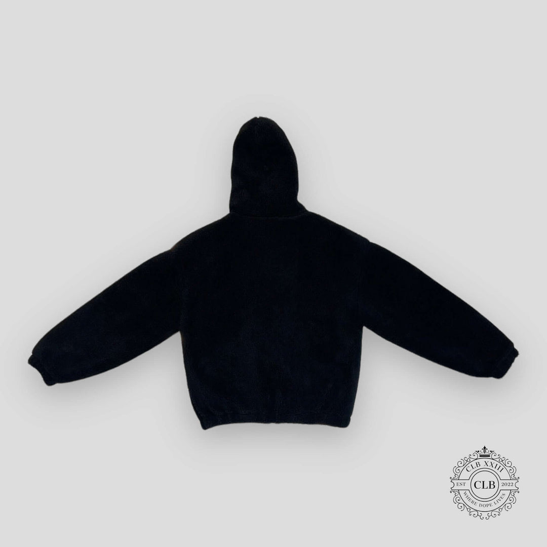 Celine Homme Logo Embellished Fleece Hoodie in Black