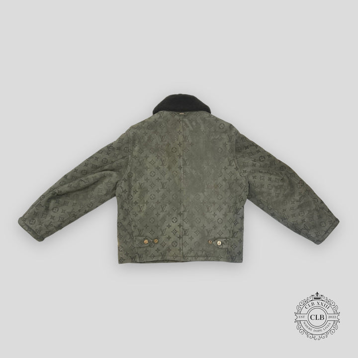 Green jacket with a pattern on a white background
