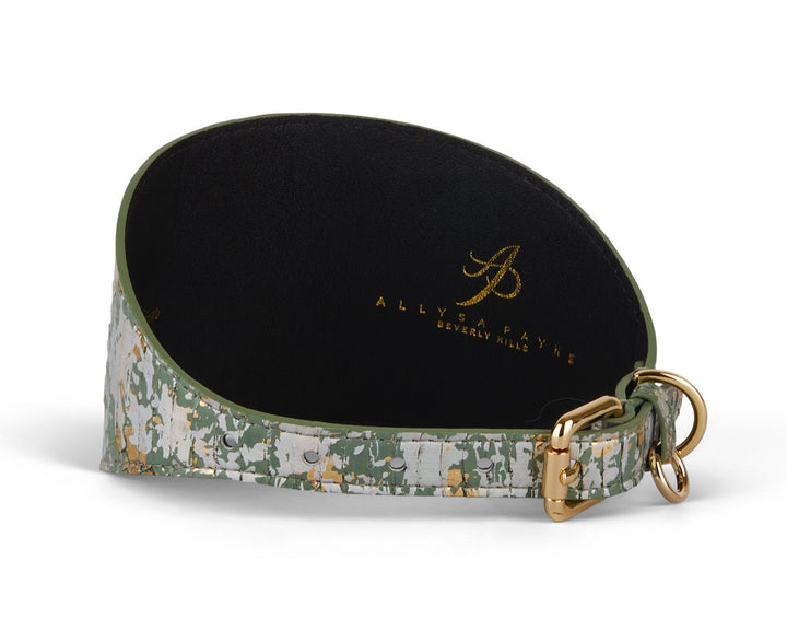 Iridescent Art Deco Green/Gold/Silver Custom Snake 4” Wide Style Collar