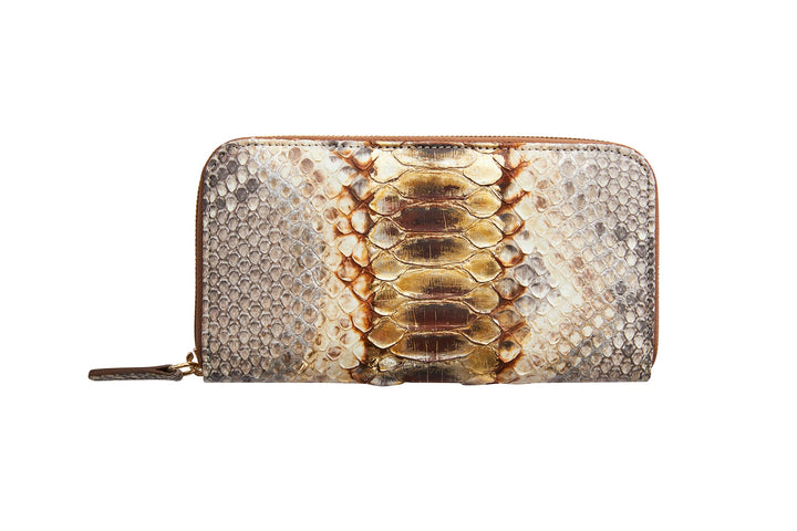 Neutral Brown &amp; Gold Zipper Wallet