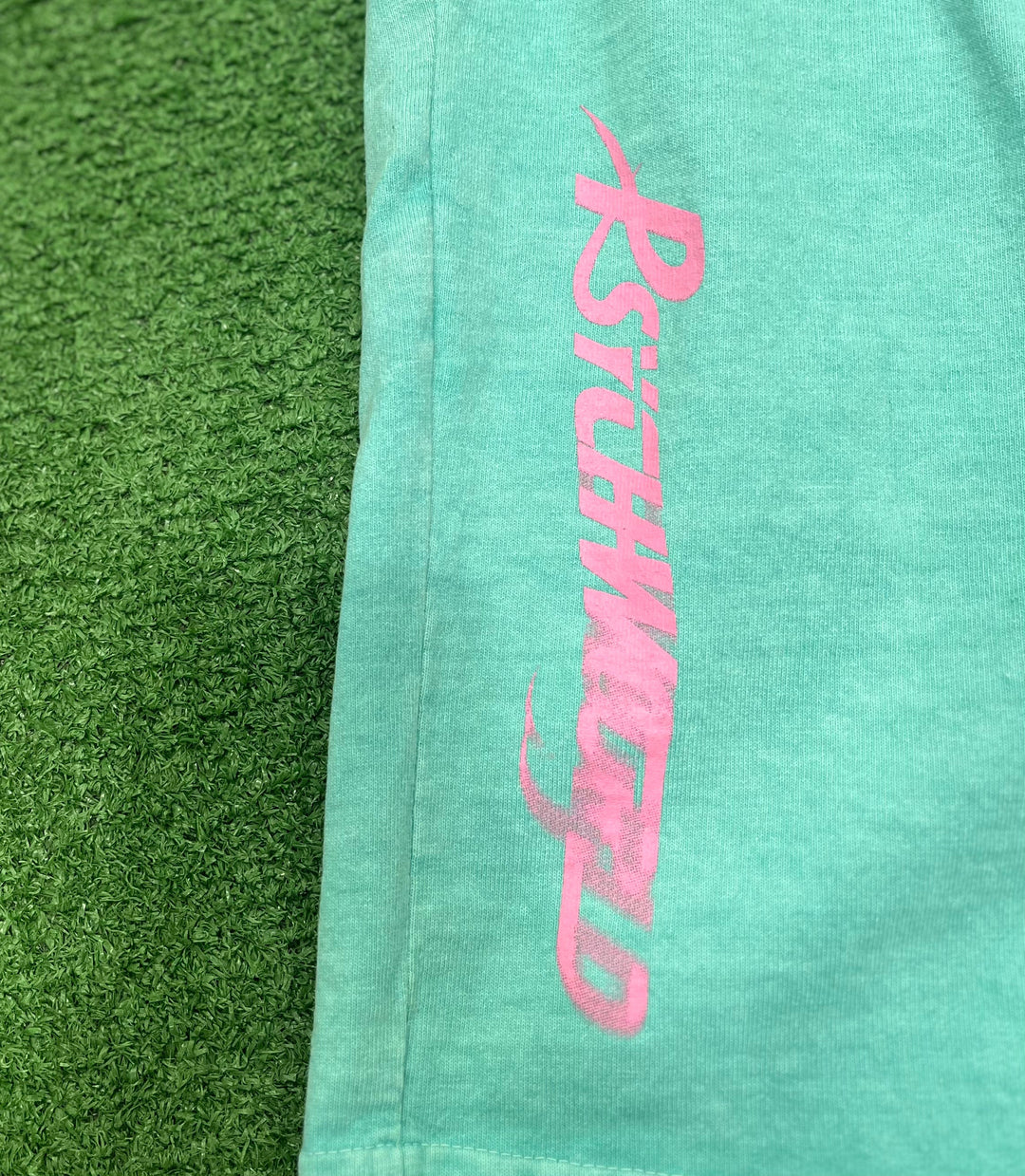 Psychworld Teal Canvas Shorts Pink Logo