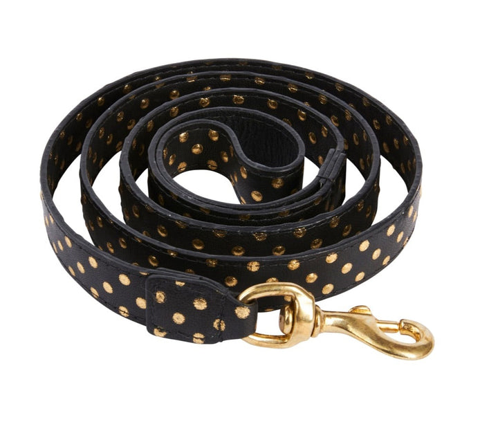 Black &amp; Gold Polka Dot Leash