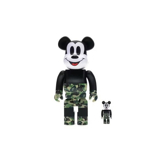 Bearbrick BAPE Mickey Mouse 100% & 400% Set Black/Green Camo