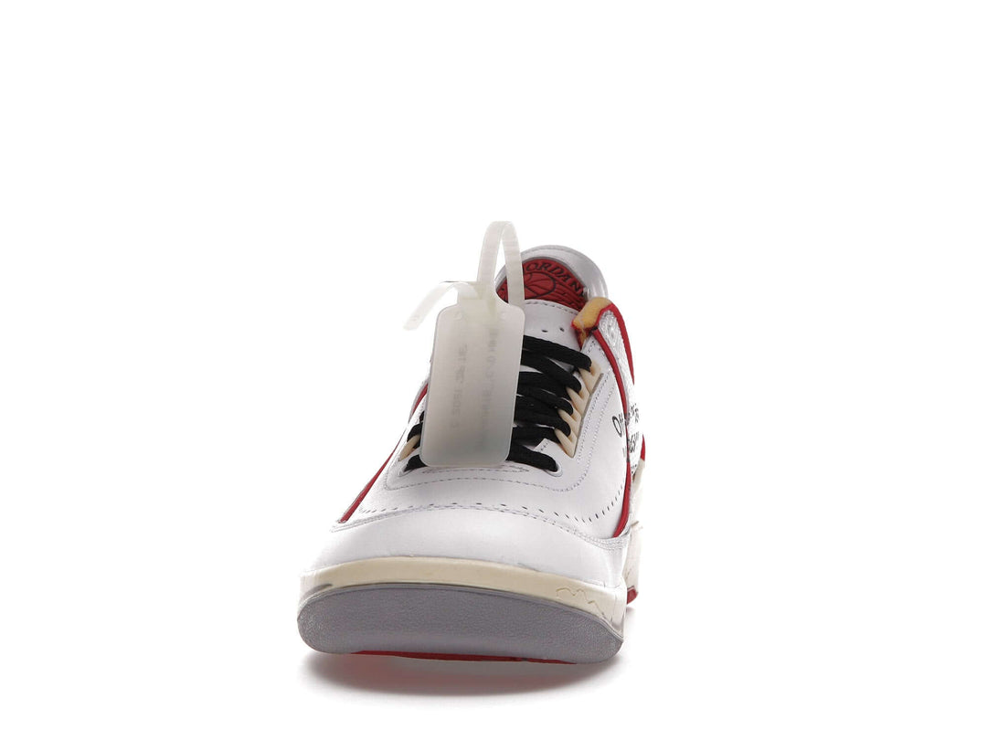 Air Jordan Retro 2 OFF-WHITE X AIR JORDAN SP 'WHITE VARSITY RED' front view with tag