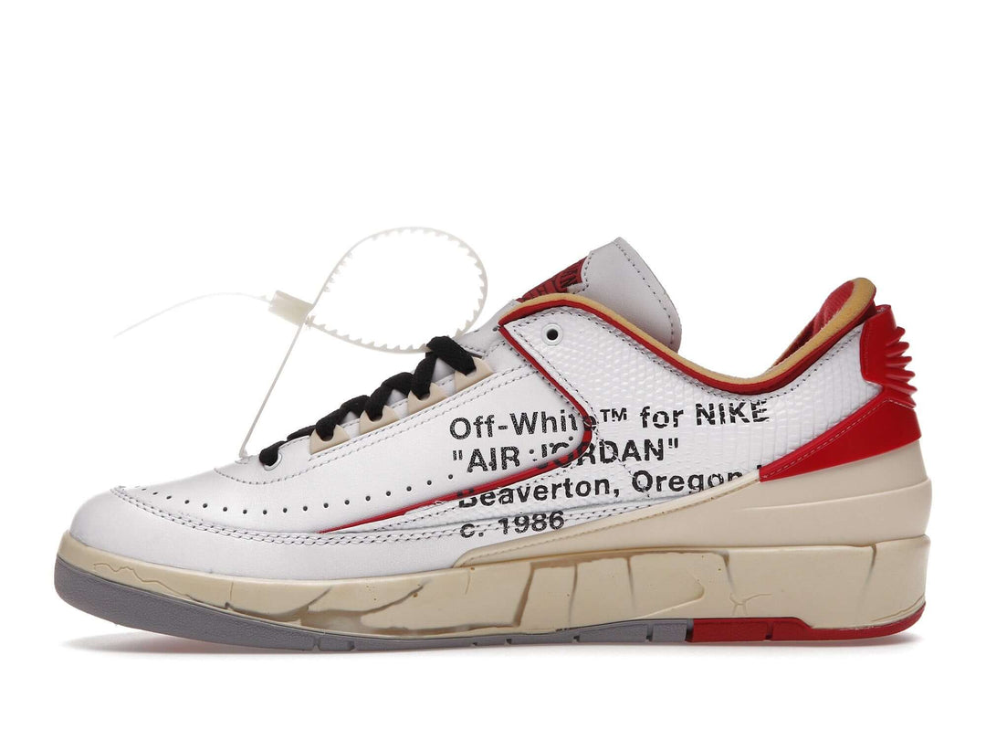Air Jordan Retro 2 OFF-WHITE X AIR JORDAN SP 'WHITE VARSITY RED' sneaker side view.