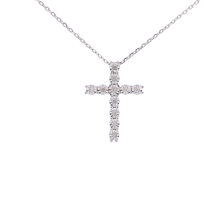 .25ct Diamond Cross Religious Pendant Sterling Silver