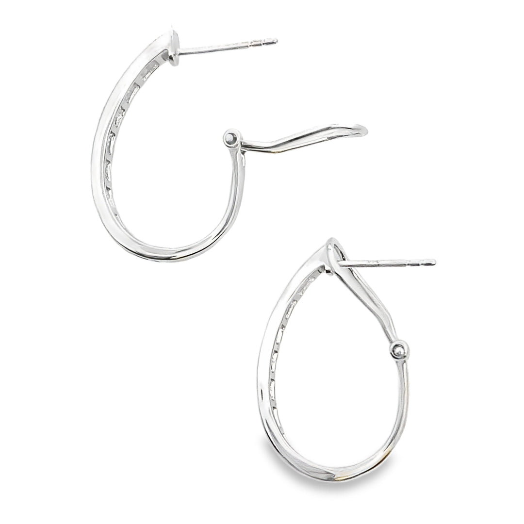 1.00ct Diamond Hoop Earrings 14KT White Gold