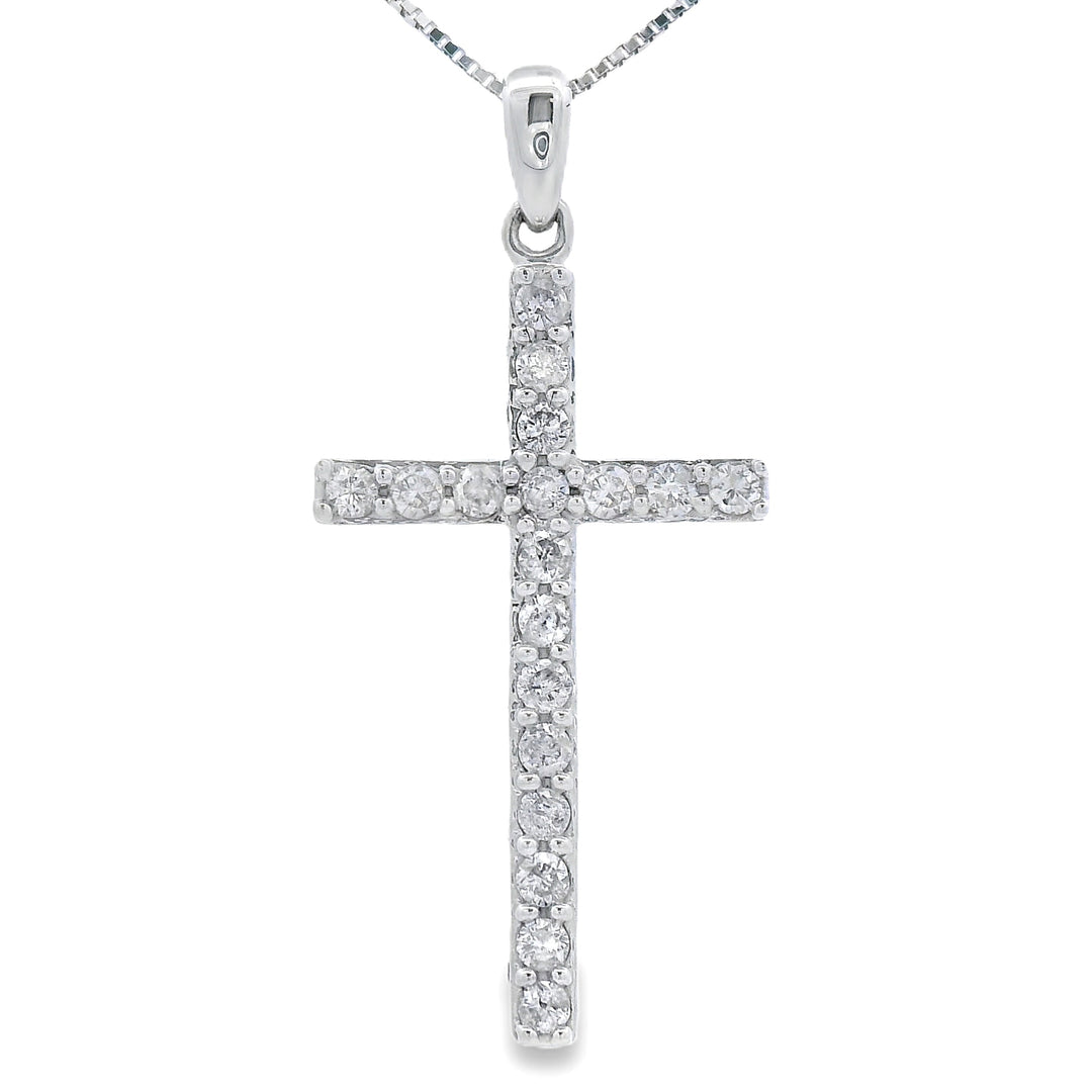 .25ct Diamond Cross Religious Pendant 14KT White Gold
