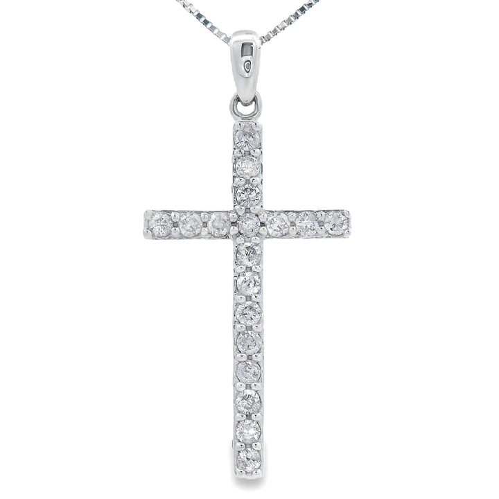 .25ct Diamond Cross Religious Pendant 14KT White Gold