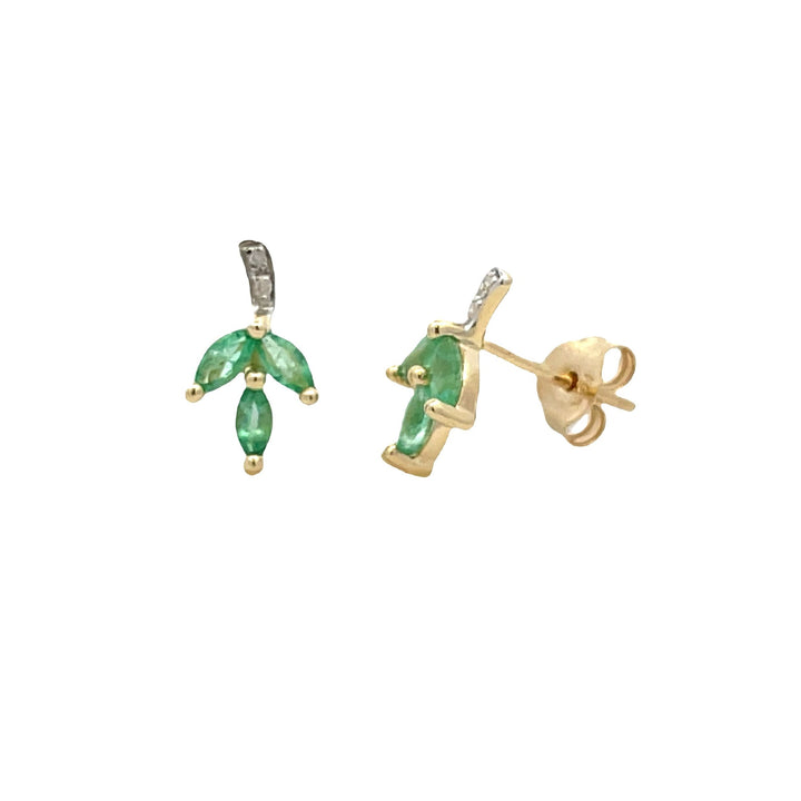 .39ct Emerald Diamond Earrings 10KT Yellow Gold