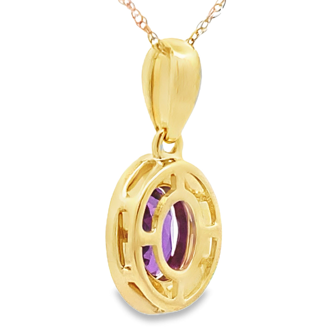 Amethyst Diamond Fashion Pendants 10KT Yellow Gold