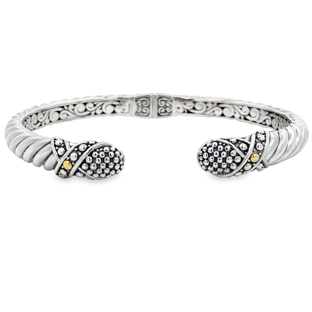 Bangle Bracelet Sterling Silver 18KT Gold