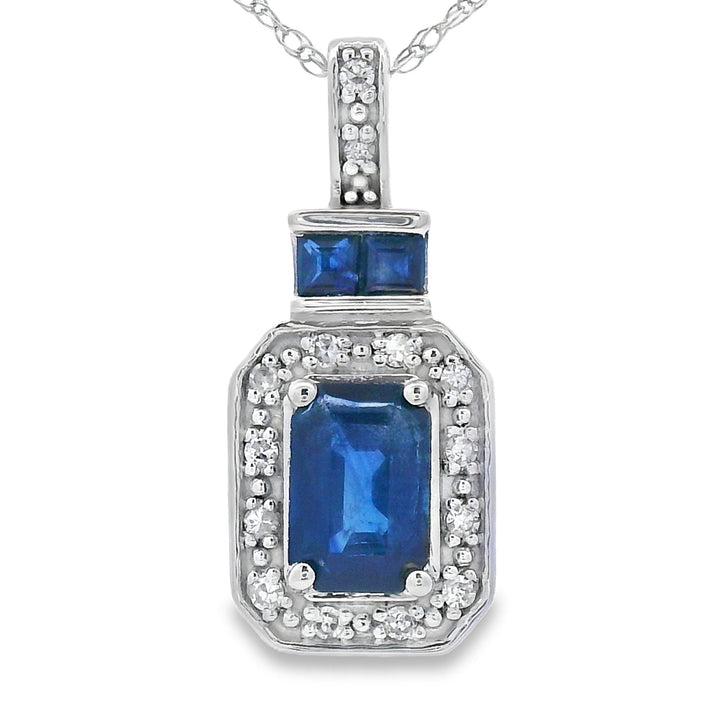 .84ct Sapphire Diamond Fashion Pendants 14KT White Gold