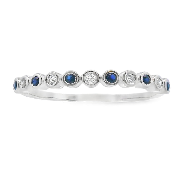 Sapphire Diamond stackable band set 14KT White Gold