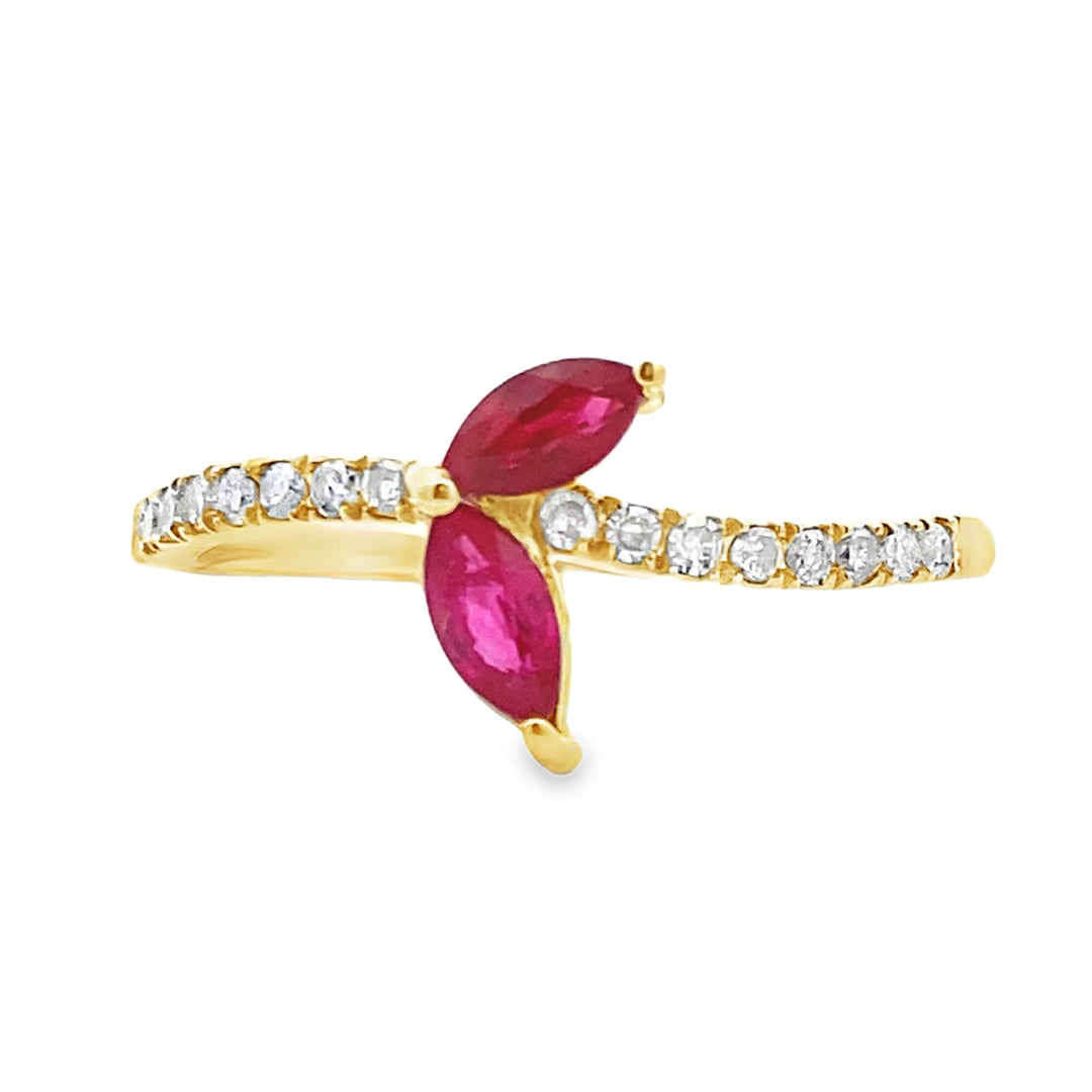 .35ct Ruby Diamond Ring 14KT Yellow Gold