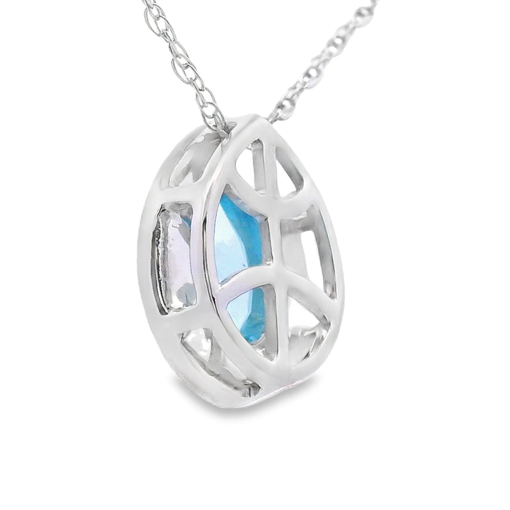 Blue Topaz Diamond Fashion Pendants 10KT White Gold